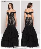 Colors Couture - J052 Lace Off Shoulder Trumpet Dress