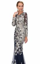 Elizabeth K - Long Sleeves Lace Long Dress Gl1307