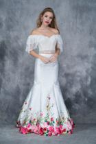 Nina Canacci - 1380 Two Piece Lace And Floral Printed Mermaid Dress