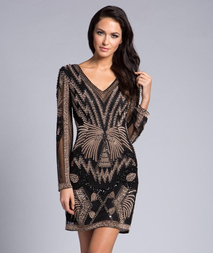 Lara Dresses - 29987 Beaded Sleeveless Fitted V-neck Dress