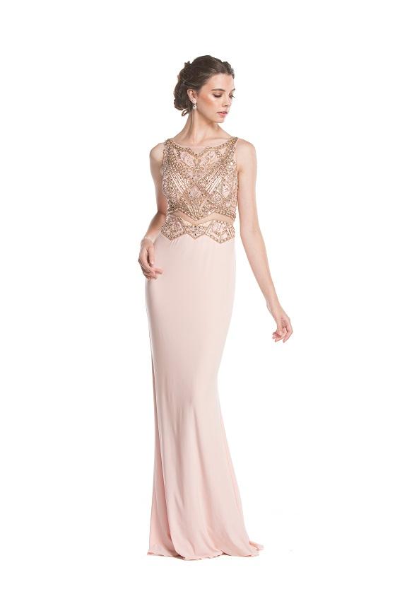 Aspeed - L1687 Mock Two Piece Illusion Bateau Prom Dress