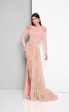 Terani Couture - Sultry Long Sleeves Bateau Neck Laced Mermaid Dress 1713e3626