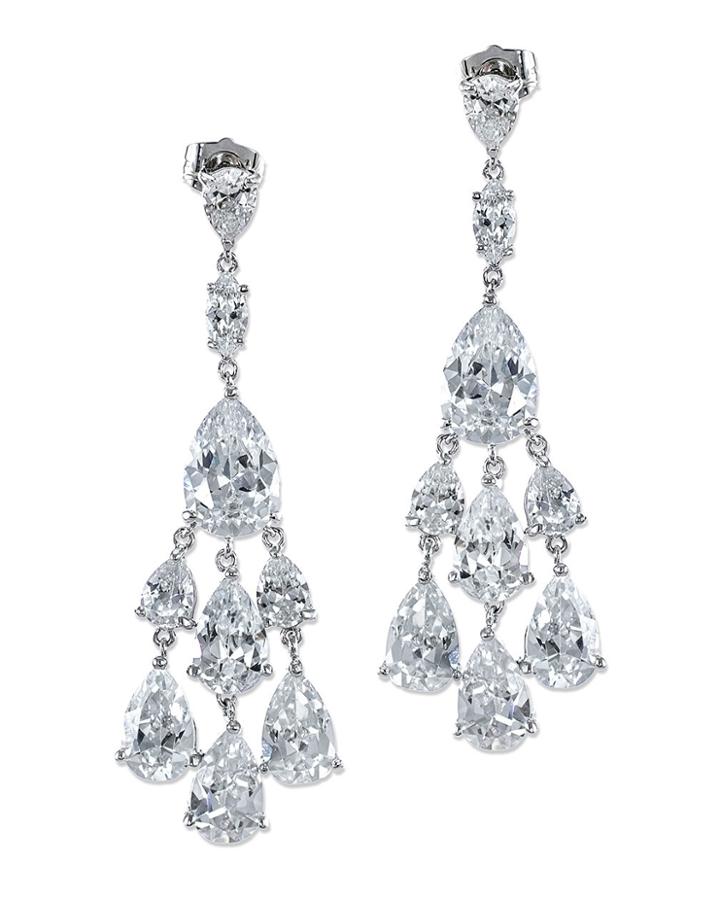 Cz By Kenneth Jay Lane - Triple Fringe Pierced Earring