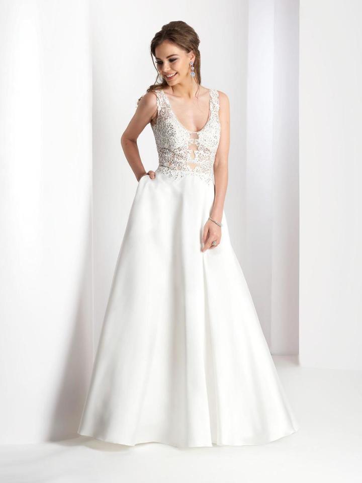 Clarisse - 3535 Lace Appliqued Scoop Gown