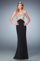 La Femme - 22189 Shimmering V-neck Evening Gown