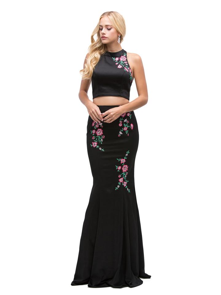 Dancing Queen - 9873 Two Piece Halter Mermaid Dress