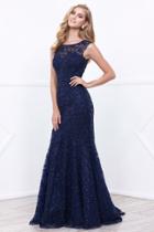 Nox Anabel - Embroidered Bateau Illusion Evening Gown With Embellished Lace Bodice 8283