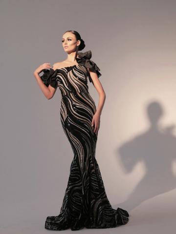 Nicole Bakti - 6789 Sequined Asymmetrical Mermaid Gown