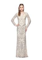 Primavera Couture - 1969 Long Sleeved Embellished Sheath Gown