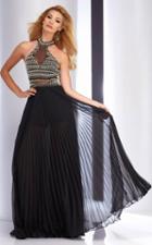 Clarisse - 2761 Sheer Beaded Accordion A-line Dress