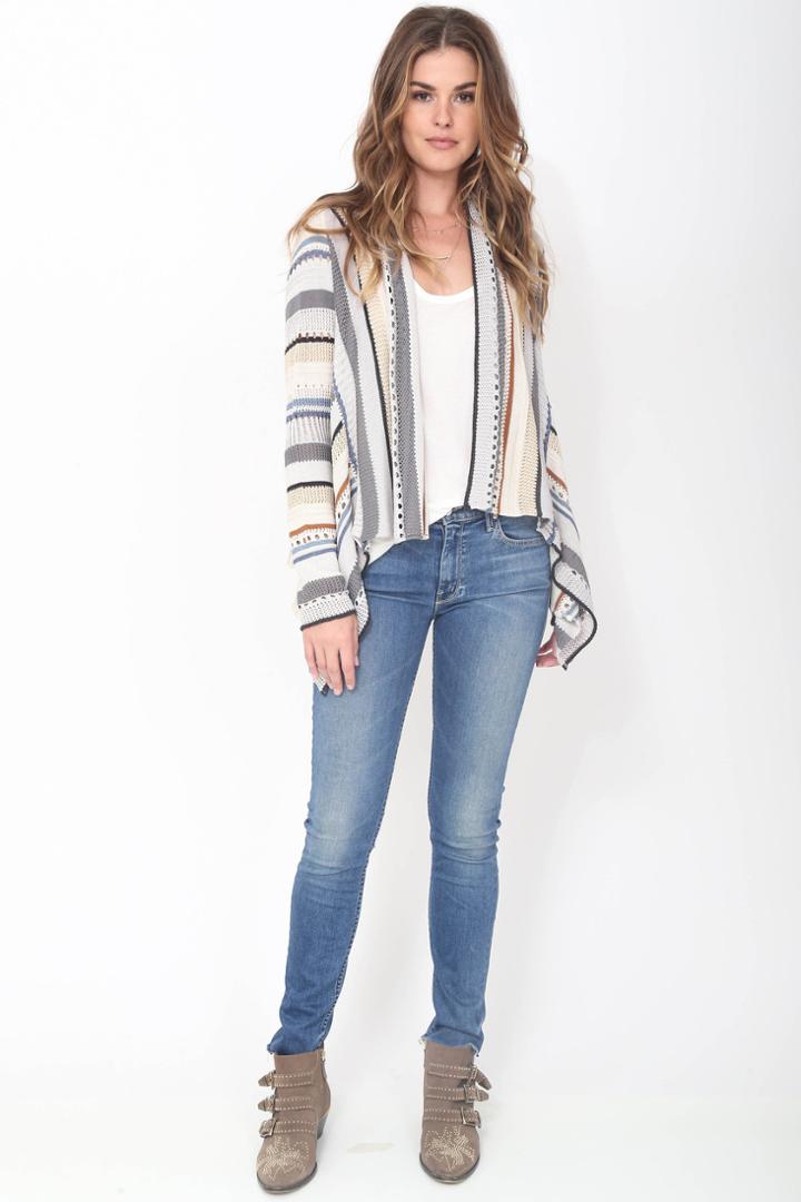 Goddis - Jillian Drape Cardigan In Tibetan Blue
