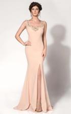 Mnm Couture - C1205 Bedazzled V-neck Trumpet Dress