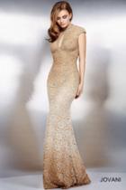 Jovani - Elegant Gold-beaded Evening Dress 26659