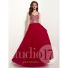 Studio 17 - Flirty Beaded Sweetheart Neck Chiffon A-line Gown 12633