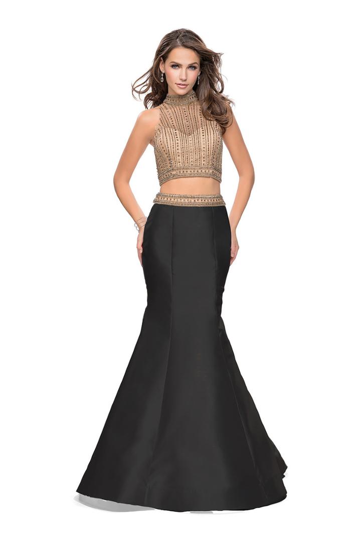 La Femme Gigi - 25467 Embellished High Neck Two-piece Gown