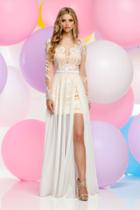 Zoey Grey - Long Sleeves Chiffon Lace A-line Gown 30814