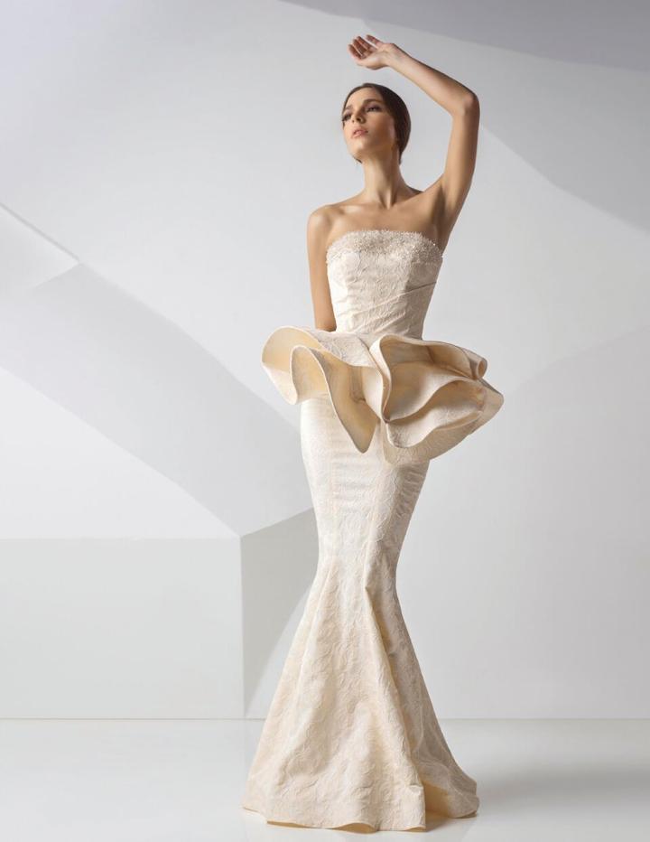 Mnm Couture - Textured Rosette Mermaid Gown G0741
