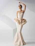 Mnm Couture - Textured Rosette Mermaid Gown G0741