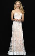 Madison James - 18-674 Strapless Floral Applique Evening Gown