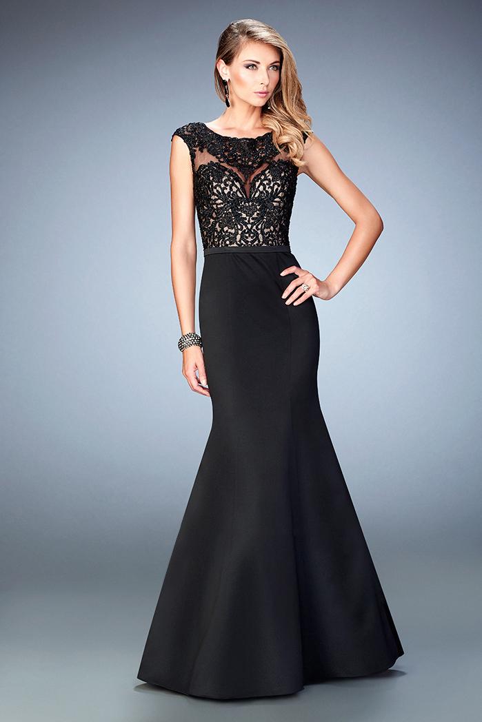 La Femme - 22231 Dark Illusion Embellished Mermaid Gown