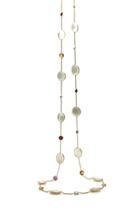 Tresor Collection - Rainbow Moonstone & Multicolor Stone Long Necklace In 18k Yellow Gold