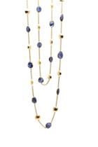 Tresor Collection - Blue Sapphire Long Station Necklace In 18k Yellow Gold