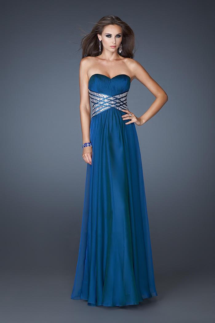 La Femme - 18530 Sequined Sweetheart Chiffon A-line Dress