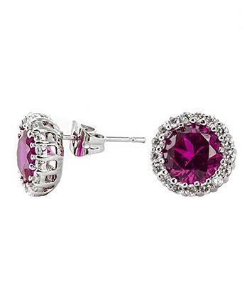 Cz By Kenneth Jay Lane - Classic Ruby Pavã© Round Pierced Stud Earring 419158851614