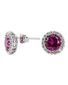 Cz By Kenneth Jay Lane - Classic Ruby Pavã© Round Pierced Stud Earring 419158851614