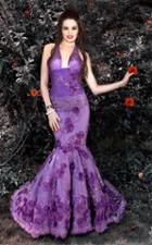 Mnm Couture - Kh067 Sleeveless Lace Floral Halter Mermaid Gown