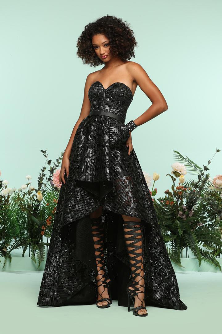 Zoey Grey - 31222 Faux Leather Strapless High Low Gown