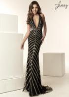 Jasz Couture - 6265 Plunging Fitted Sleeveless Evening Gown