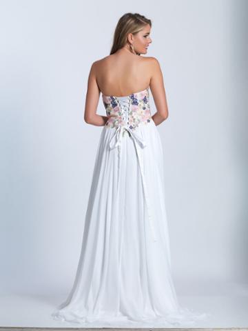 Dave & Johnny - 3562 Embroidered Floral Strapless Gown