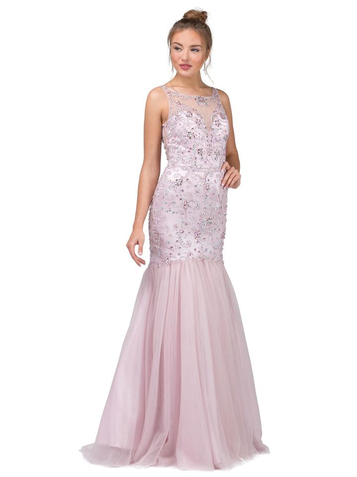 Dancing Queen - Illusion Bateau Crystal Adorned Trumpet Gown