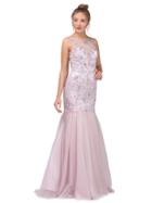 Dancing Queen - Illusion Bateau Crystal Adorned Trumpet Gown
