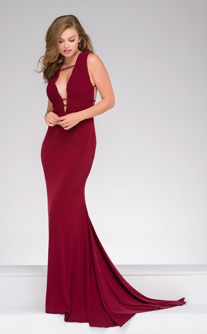 Jovani - 45225a Strappy Sleeveless Sheath Gown