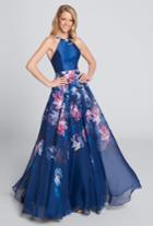 Ellie Wilde - Ew21739 Sleeveless Halter Floral A Line Gown