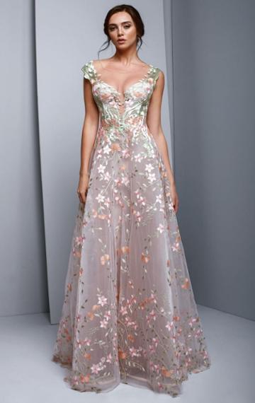 Beside Couture By Gemy - Bc1306 Floral Embroidered A-line Gown