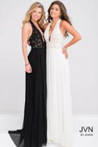 Jovani - Halter Neck Open Back Lace Bodice Prom Dress Jvn33922
