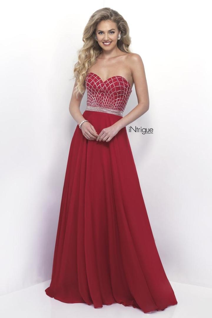 Intrigue - Lattice Beaded Strapless A-line Chiffon Dress 255