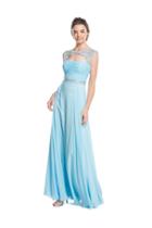 Aspeed - L1610 Beaded Ruched A-line Evening Dress