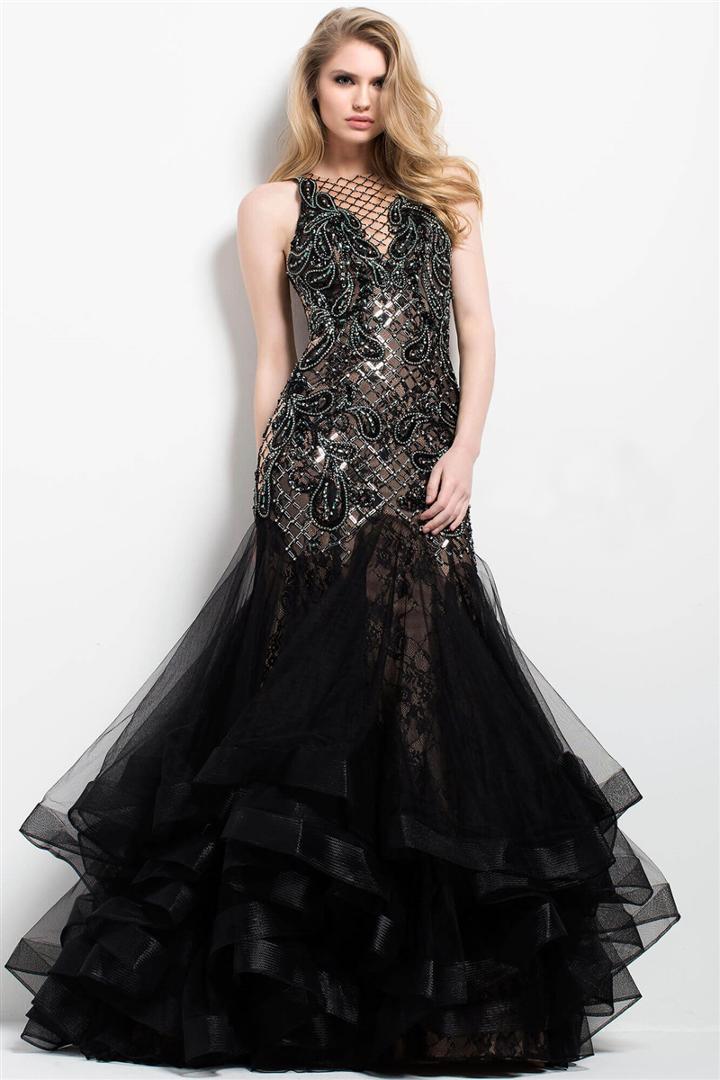 Jovani - 45996 Beaded Illusion Jewel Mermaid Dress