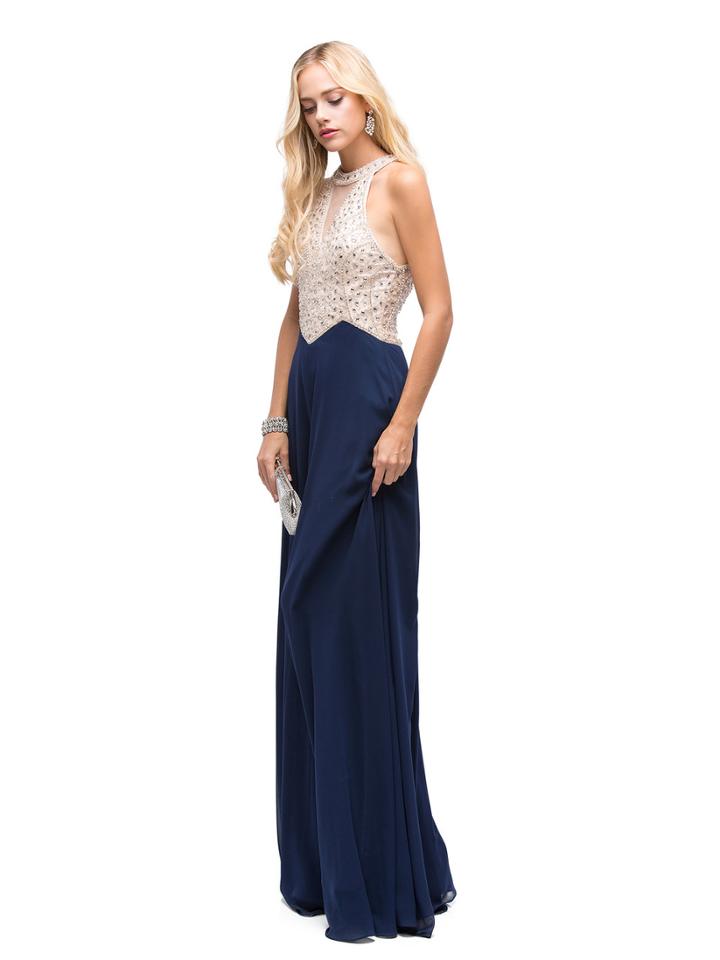 Dancing Queen - 9881 Bedazzled Halter A-line Dress