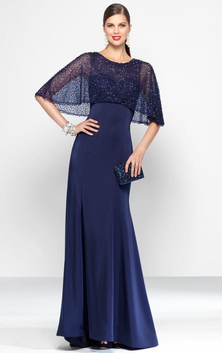 Alyce Paris - 5803 Beaded Capelet Scoop Trumpet Dress