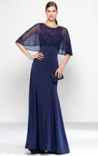 Alyce Paris - 5803 Beaded Capelet Scoop Trumpet Dress