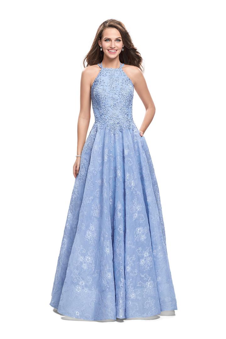 La Femme - 26337 Halter Neck Lace Ballgown