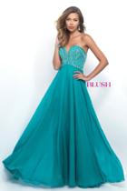 Blush - Strapless Sweetheart Chiffon Empire Gown 11277