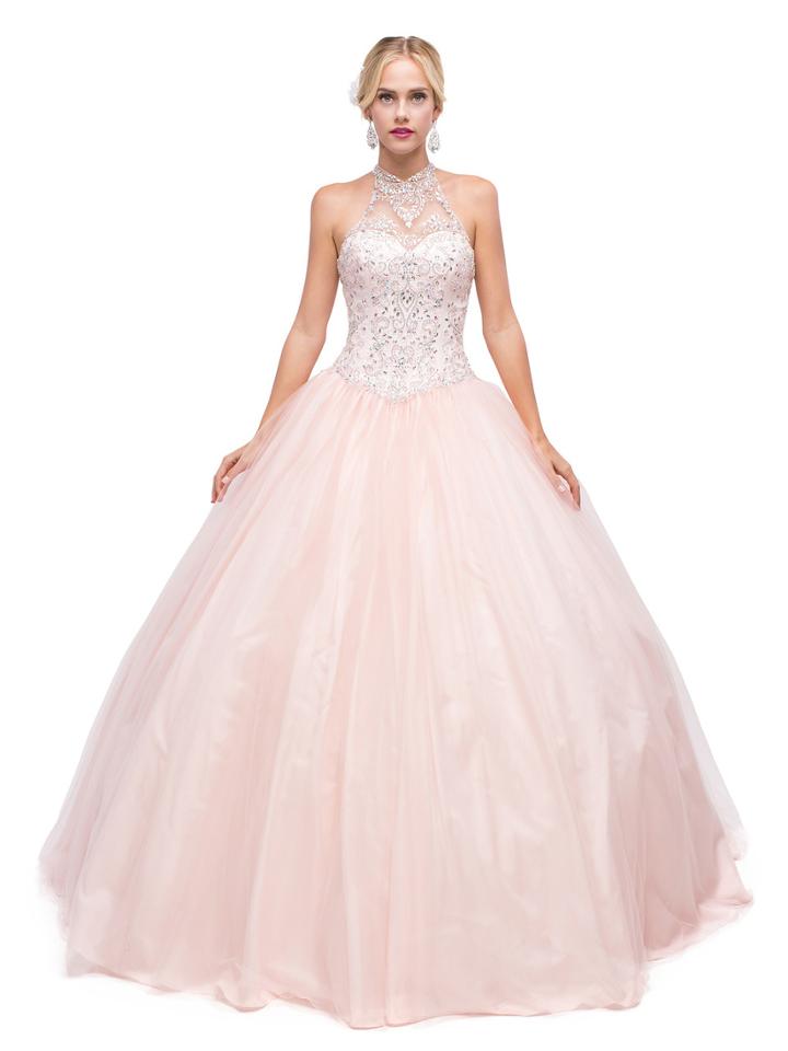 Dancing Queen - 1158 High Neck Bejeweled Ballgown