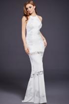 Jovani - Halter Neck Dress With Floral Embellishment Design 36066