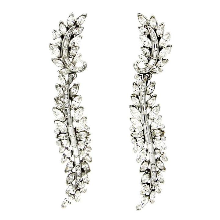 Ben-amun - Crystal Cluster Leaf Earrings